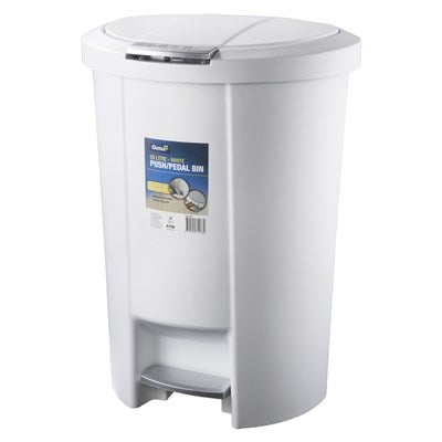 OATES 50L PEDAL/PUSH BIN- WHITE