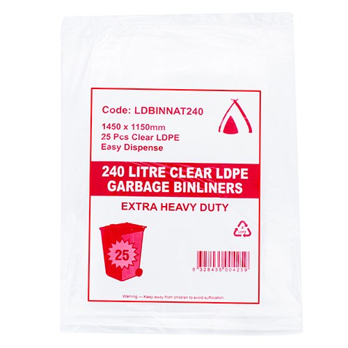 240L HEAVY DUTY BIN LINER- NATURAL mysupply