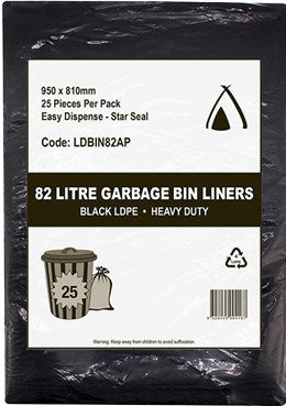 82L BLACK BIN LINER ALL PURPOSE 950X810MM
