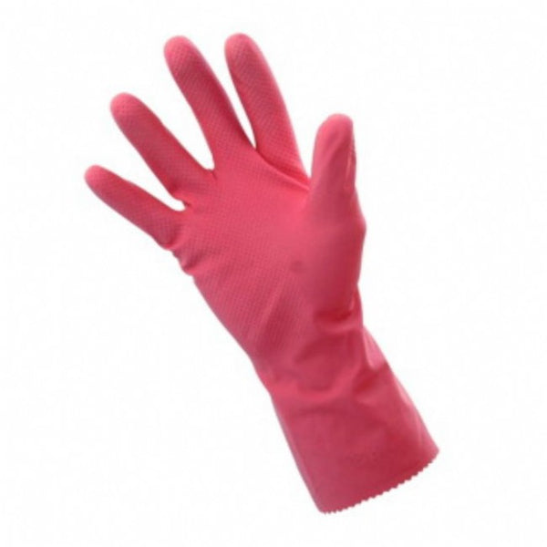 PINK SILVERLINED RUBBER GLOVES- MEDIUM 7-7.5