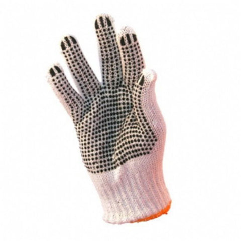 POLY COTTON PVC-DOT GLOVES- LARGE
